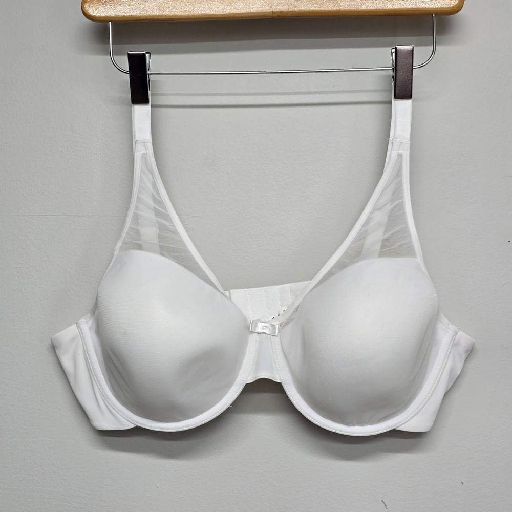 WonderBra Mesh Panel Underwire Bra Womens 40C White Sheer Minimalist Classic
